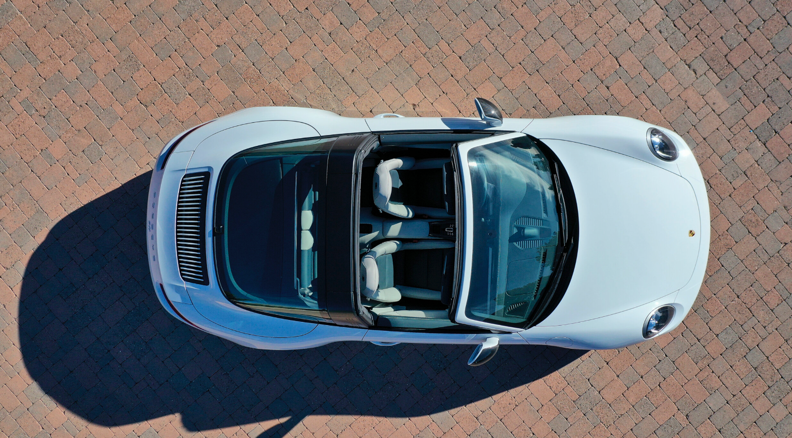 Photo of a Porsche using a drone