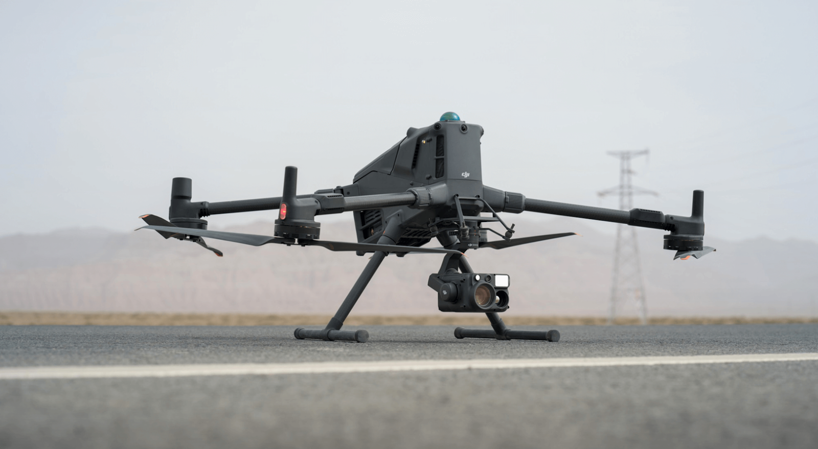 DJI M400 drone landed on road